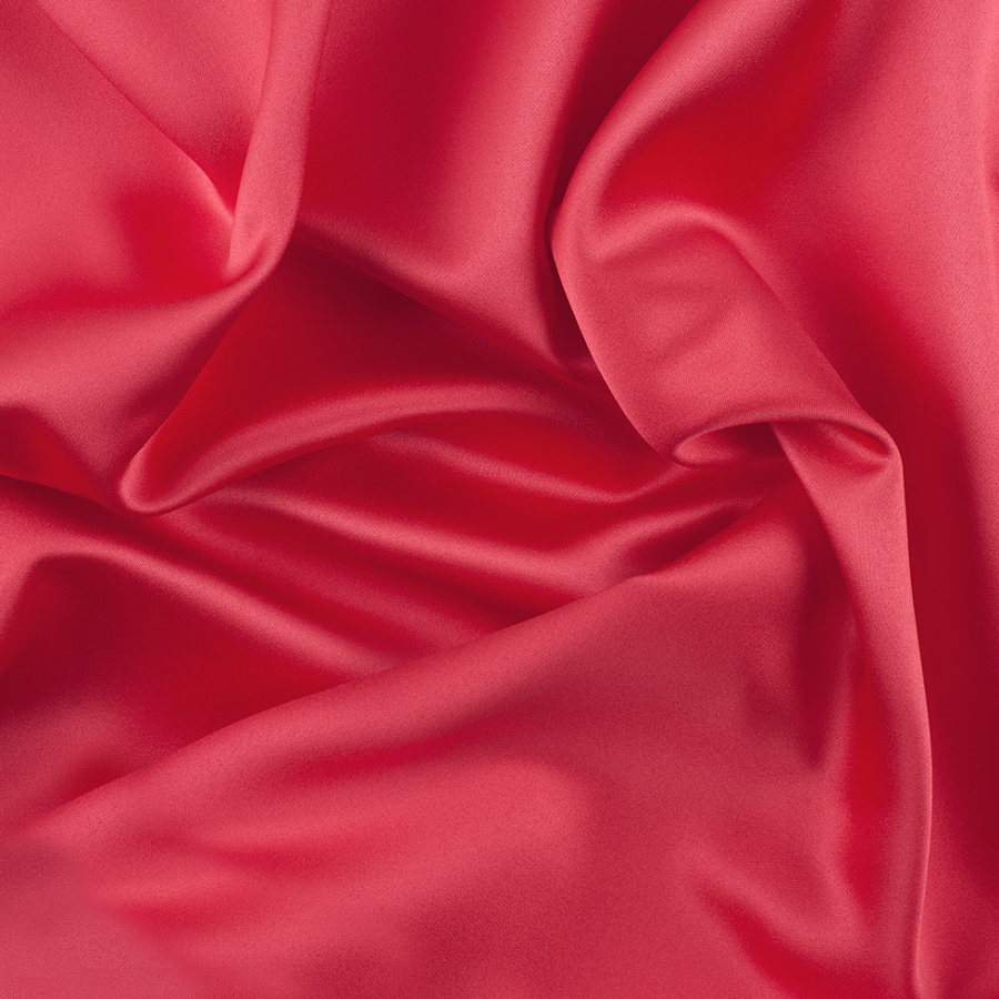 Flaming Coral Solid Polyester Satin | Mood Fabrics